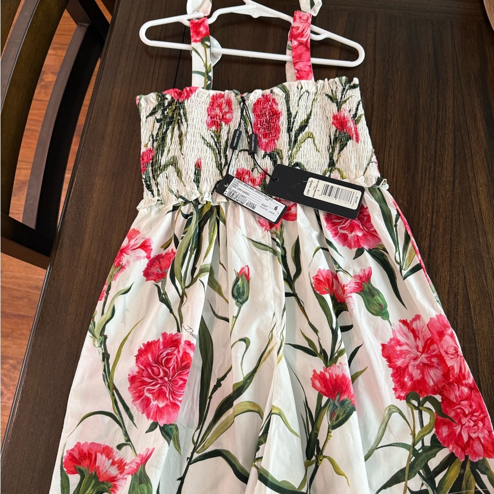 DOLCE AND GABANA Floral Kids Dress - Pink and Green
